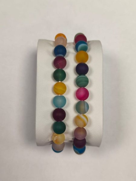 Agat kolorowy bransoletka na gumce 8mm