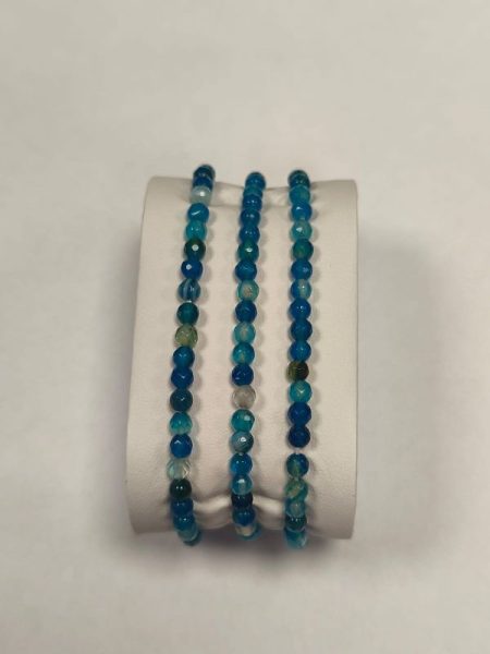 Agat niebieski bransoletka na gumce fasetowana 4mm