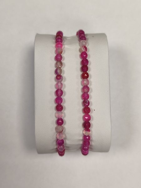 Agat różowy bransoletka na gumce fasetowana 4mm
