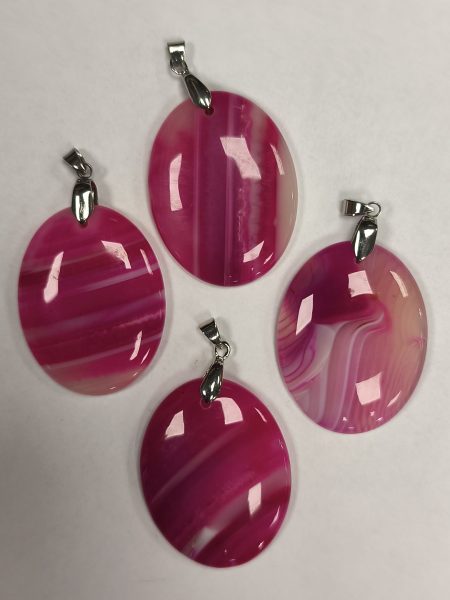 Agat różowy zawieszka 4,5cm