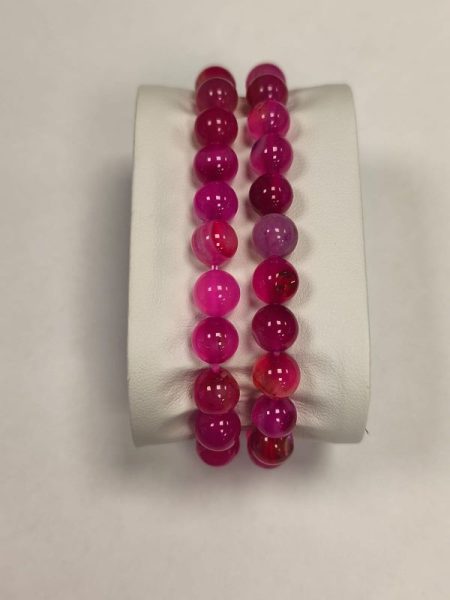 Agat różowy bransoletka na gumce 8mm