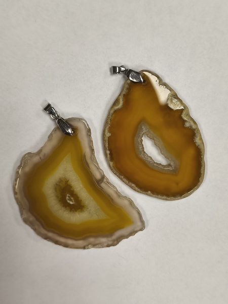 Agat miodowy zawieszka plaster 6,5cm