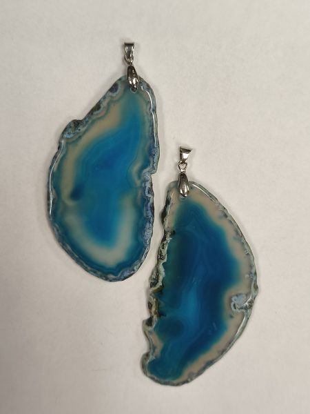 Agat niebieski zawieszka plaster 8cm