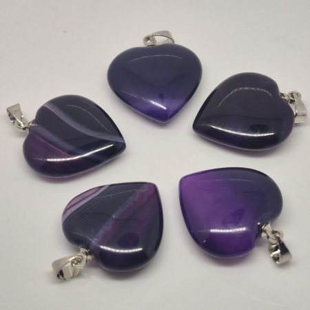 Agat zawieszka serce fioletowe 20mm