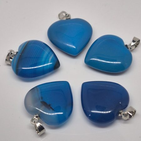 Agat zawieszka serce niebieskie 20mm