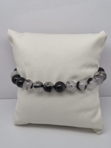 Kwarc z turmalinem bransoletka 8mm