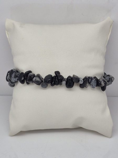 Obsydian śnieżny bransoletka sieczka