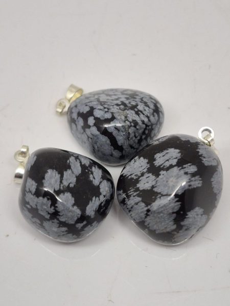 Obsydian śnieżny zawieszka