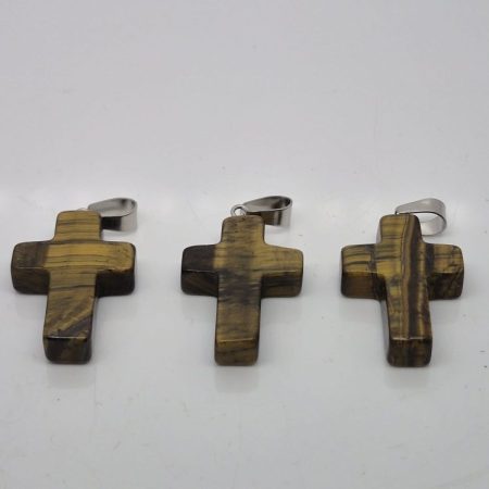 Tygrysie oko zawieszka krzyżyk