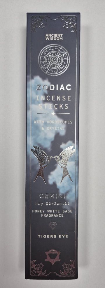 Kadzidełka Zodiakalne, Gemini (Bliźnięta), 20szt. Miód, Biała Szałwia, Tygrysie Oko