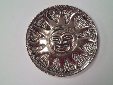 Podstawka na kadzidełka okrągła, Polerowane Aluminium Słońce