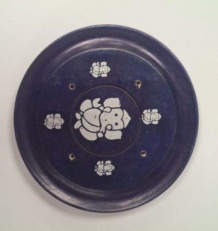 Podstawka na kadzidełka okrągła drewno mango słoń granat