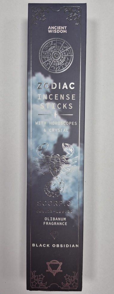 Kadzidełka Zodiakalne, Skorpion (Scorpio), 20szt. Olibanum, Czarny Obsydian