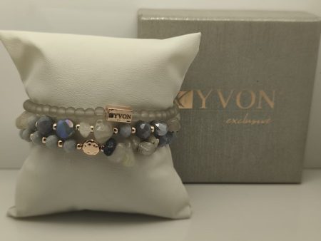 Zestaw 3 bransoletek Yvon B97479 szare, agat antyalergiczne